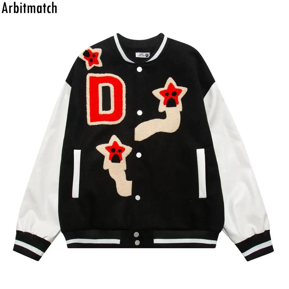 Varsity Baseball Jacket Y2k Streetwear Hip Hop Embroidery Funny Star Bomber Coats Vintage Harajuku Patchwork Jacket Couple
Varsity Baseball Jacket Y2k Streetwear Hip Hop Embroidery Funny Star Bomber Coats Vintage Harajuku Patchwork Jacket Couple