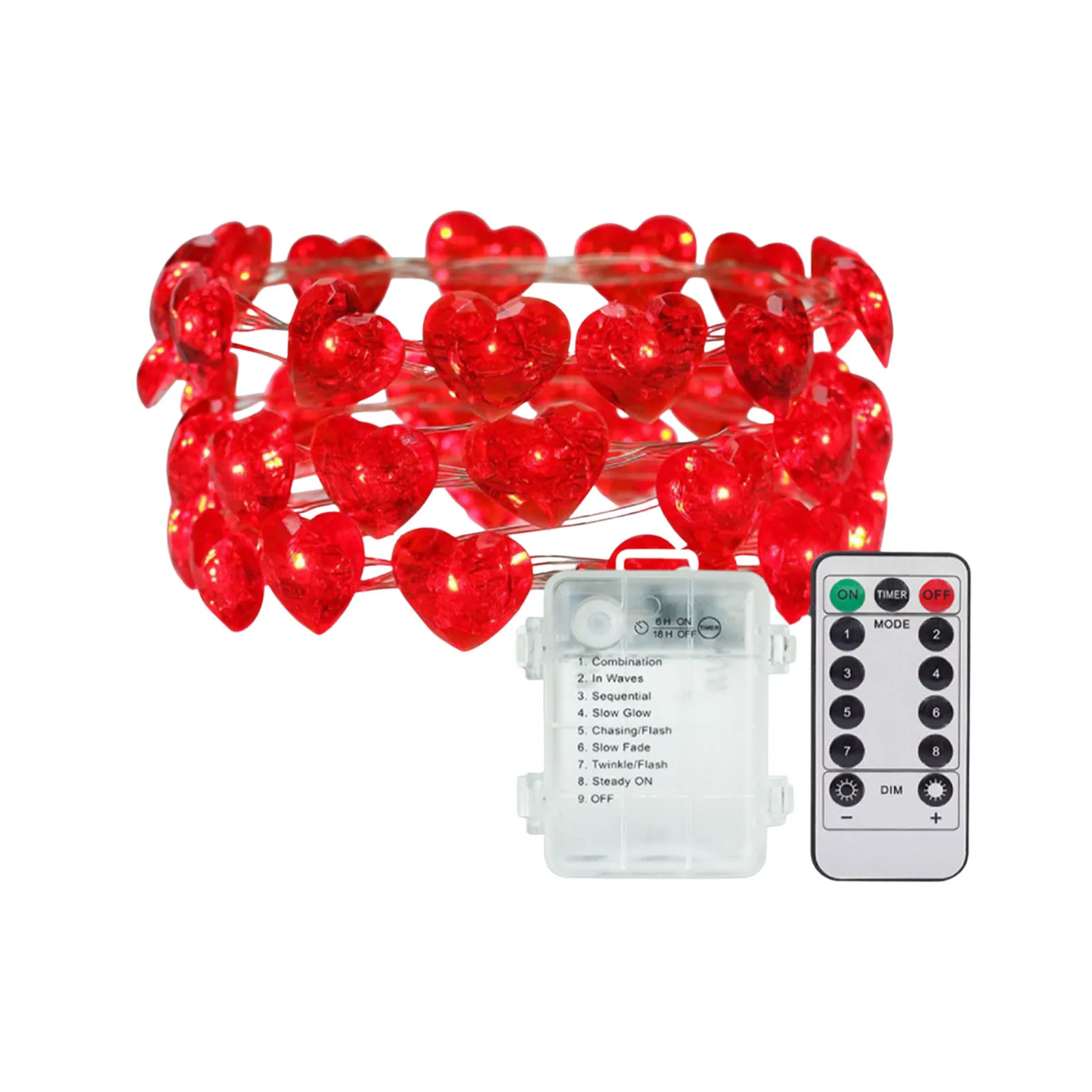 10 Ft 30 LED Outdoor String Lights Valentine's Day Red Heart Mini String Lights With 8 Modes IP44 Waterproof Battery Operated
10 Ft 30 LED Outdoor String Lights Valentine's Day Red Heart Mini String Lights With 8 Modes IP44 Waterproof Battery Operated