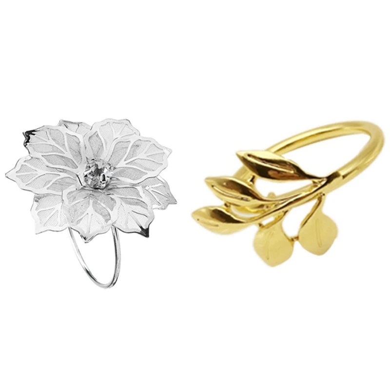 18Pcs Napkin Buckle Wedding Party Gold Napkin Circle Dinner Table Decoration - 6Pcs Fall Leaves & 12Pcs Flowers
18Pcs Napkin Buckle Wedding Party Gold Napkin Circle Dinner Table Decoration - 6Pcs Fall Leaves & 12Pcs Flowers