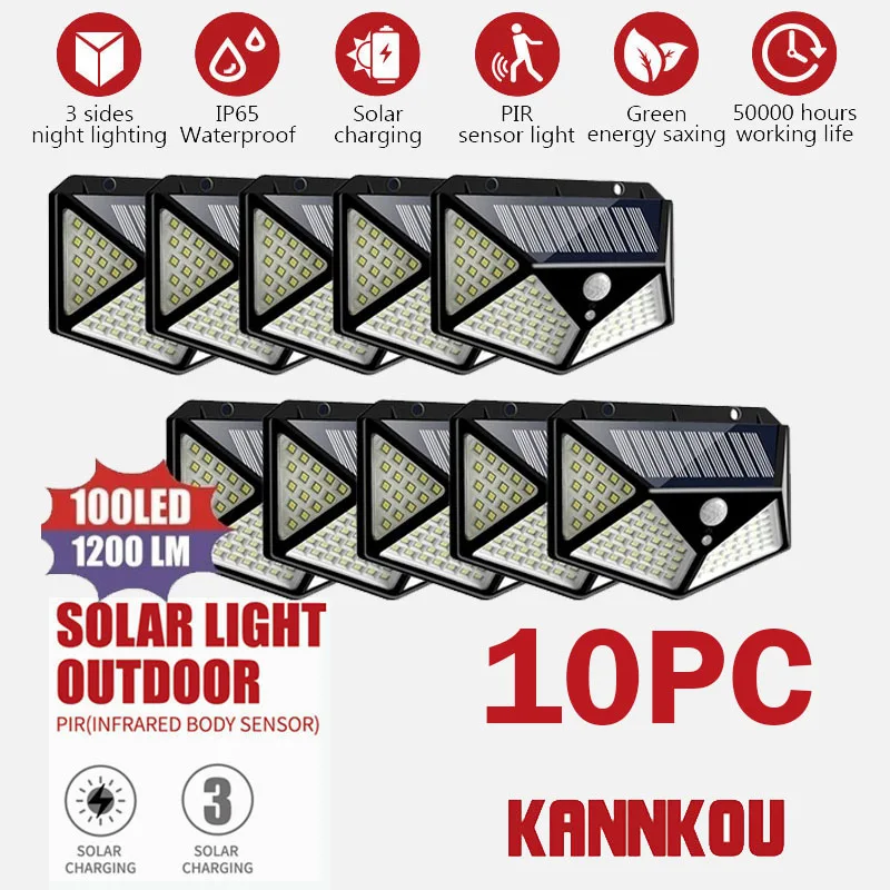 KANNKOU Solar Lights Outdoor 10PC 100LED Solar Lights PIR Motion Sensor IP65 Waterproof Outdoor LED Wall Light
KANNKOU Solar Lights Outdoor 10PC 100LED Solar Lights PIR Motion Sensor IP65 Waterproof Outdoor LED Wall Light