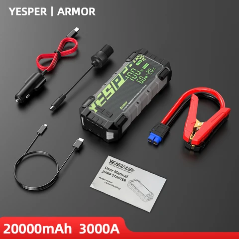 Автомобильное пусковое устройство YESPER, 20000 А, мАч, зарядное устройство для автомобильного аккумулятора, PD100W, быстрая зарядка, аварийный бустер, пусковое устройство, пусковой старт