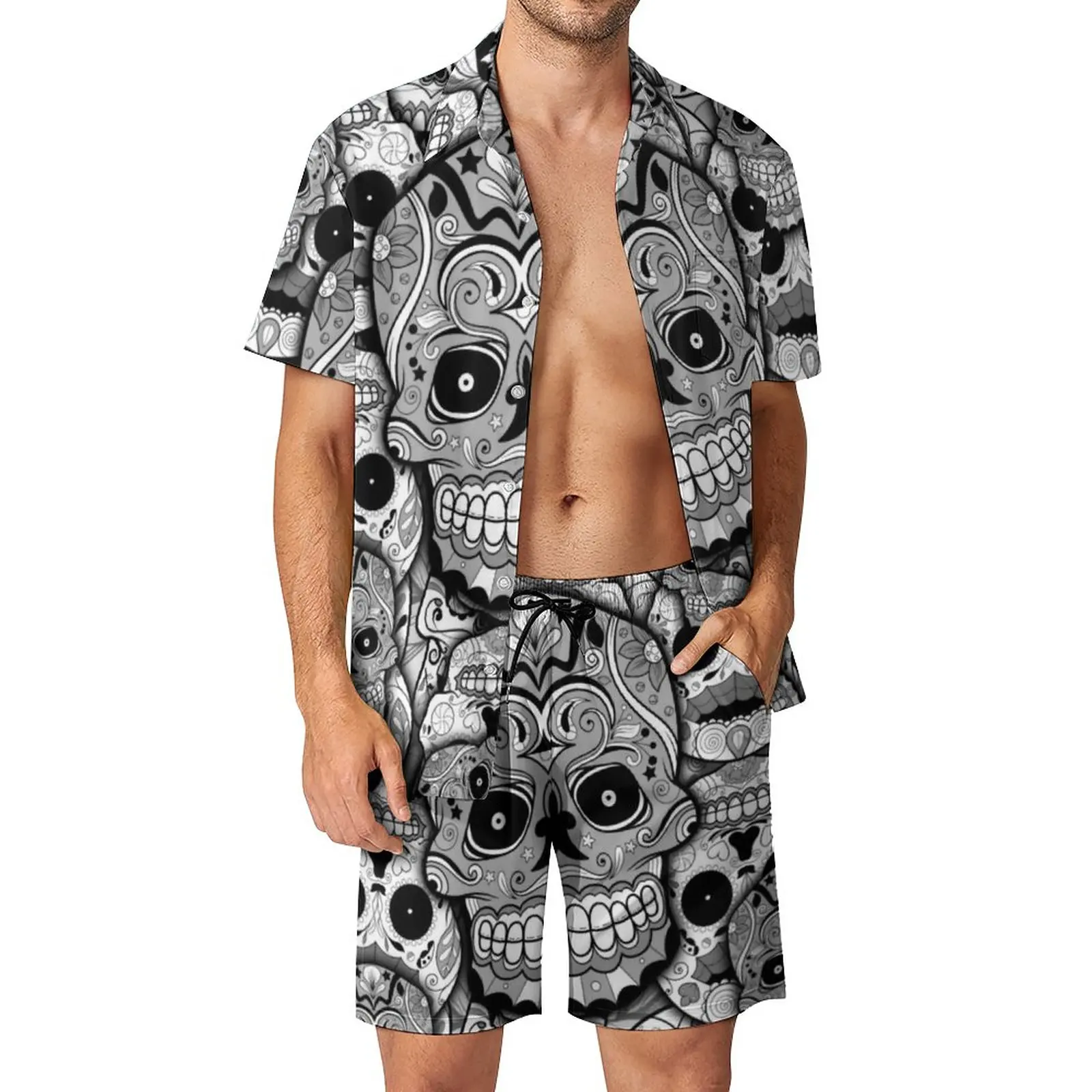Black White Skeleton Men Sets Day Of The Dead Calaveras Trendy Casual Shirt Set Short Sleeves Graphic Shorts Summer Beach Suit
Black White Skeleton Men Sets Day Of The Dead Calaveras Trendy Casual Shirt Set Short Sleeves Graphic Shorts Summer Beach Suit