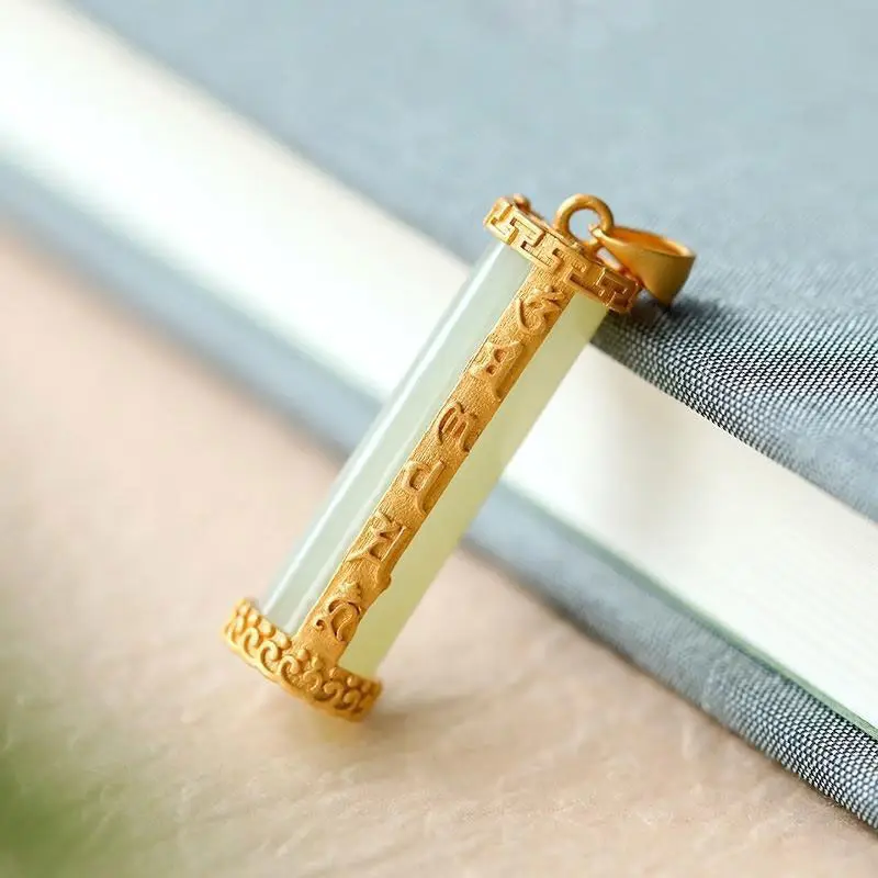 S925 Sterling Silver Inlaid Pendant Scroll Six Character Truth Pendant Vintage Classic Jewelry Woman
S925 Sterling Silver Inlaid Pendant Scroll Six Character Truth Pendant Vintage Classic Jewelry Woman