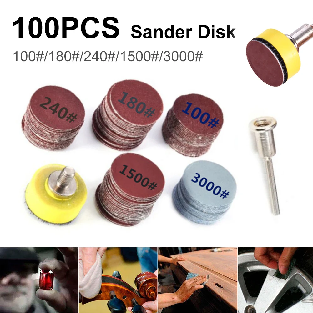100Pcs 1 Inch/25mm Sanding Discs Pads Assorted Abrasive Polishing Sandpaper For Sander Grinder 100/180/240/1500/3000 Grit Paper
100Pcs 1 Inch/25mm Sanding Discs Pads Assorted Abrasive Polishing Sandpaper For Sander Grinder 100/180/240/1500/3000 Grit Paper