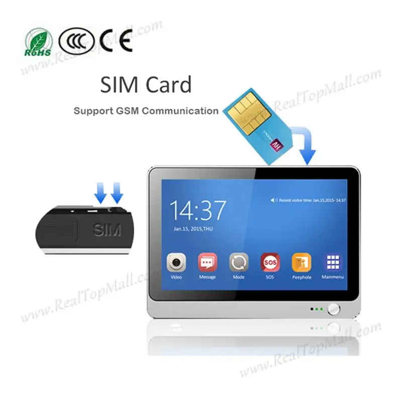 7 "TFT сенсорный экран WiFi беспроводной дверной звонок 1080P просмотр GSM GPRS сетевая
