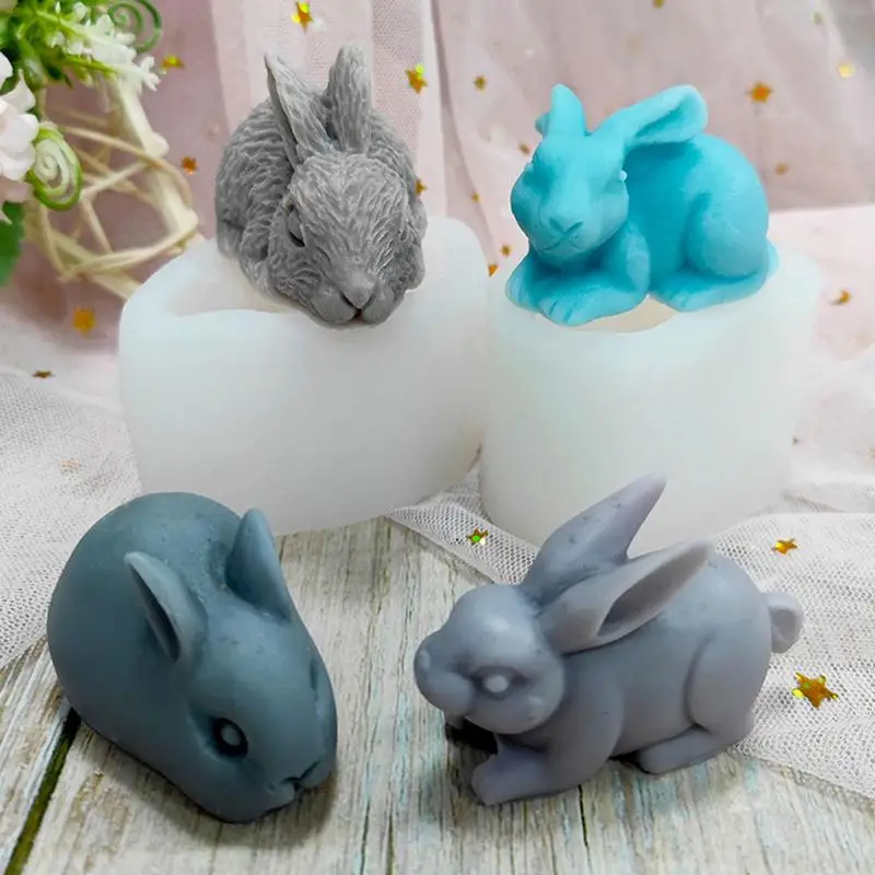 

Bunny Silicone Mold 3D Easter Rabbit Candle Making Molds For Resin Crafting Bunny Mould For Fondant Candy Chocolate