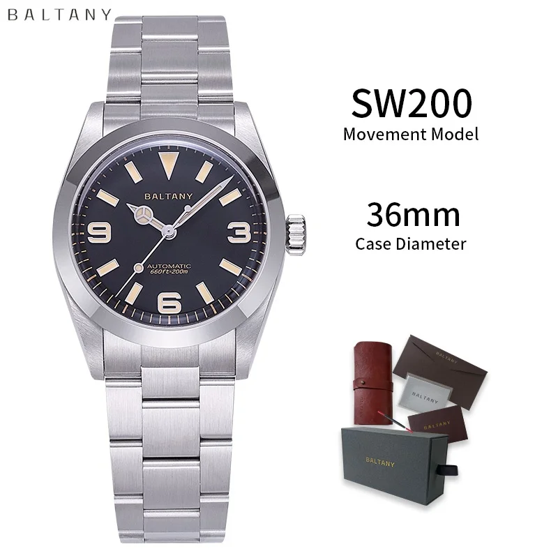 Baltany Vintage Explorer Homage мужские механические часы S4056 Sunburst из нержавеющей стали