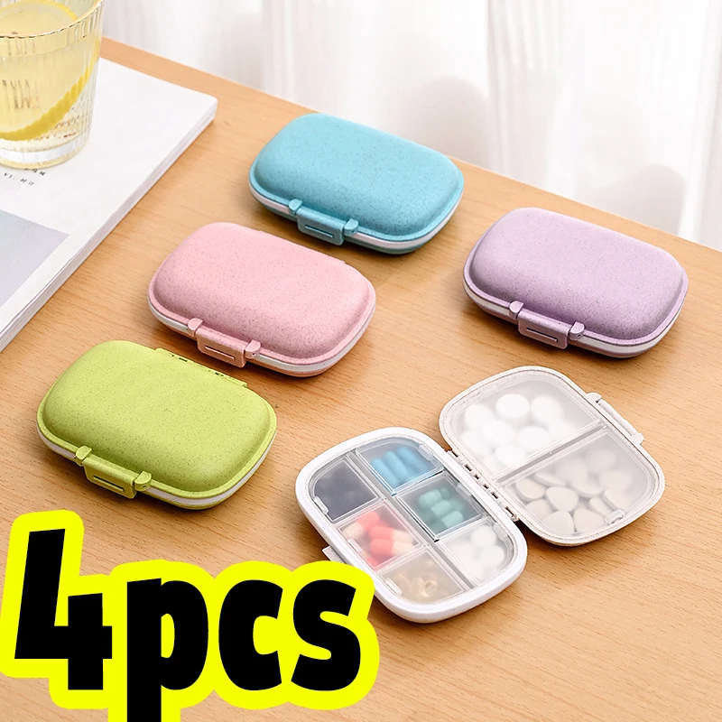 

4pcs Portable 8-cell Sealed Medicine Box Moisture-proof One Week Pill Box Packaging Storage Box Medication Is Clear At A Glance