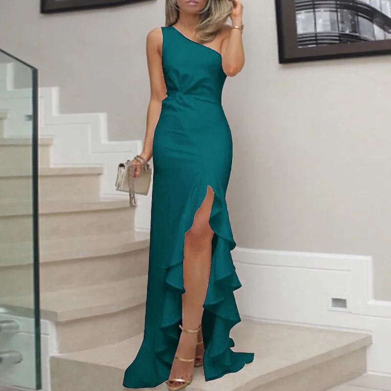 Women's Summer Solid Color Long Elegant V-Neck Sleeveless Backless Vest Split Ruffle Large Swing Evening Midi Dresses sexy
Women's Summer Solid Color Long Elegant V-Neck Sleeveless Backless Vest Split Ruffle Large Swing Evening Midi Dresses sexy