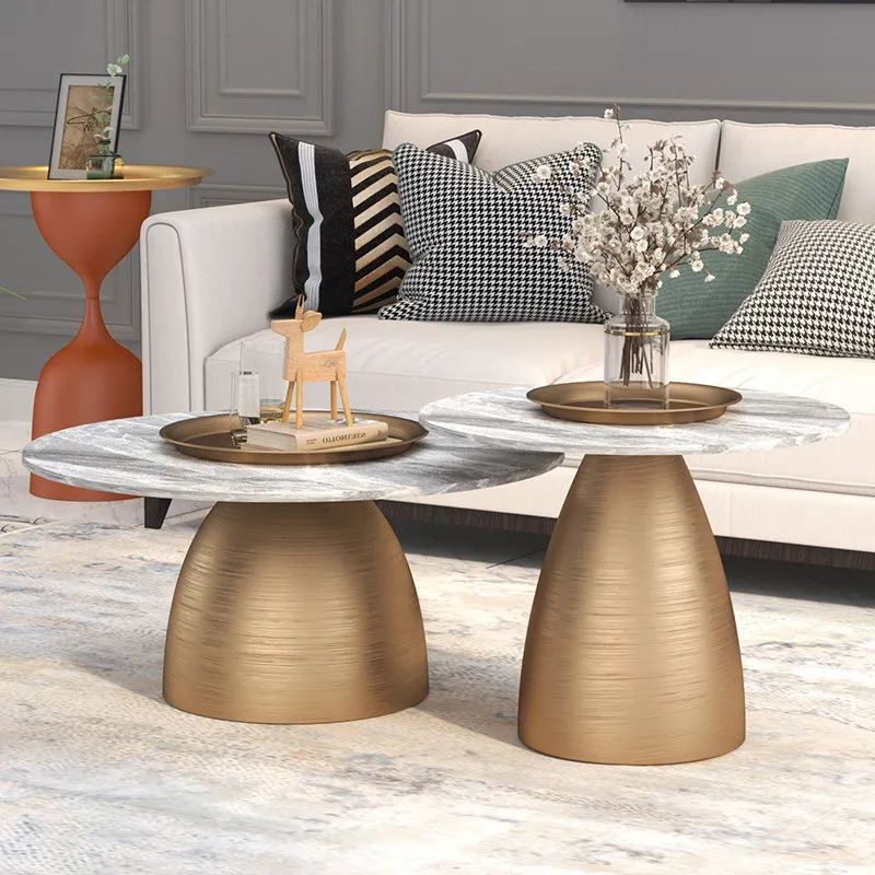 Nordic Light Luxury Gold-Plated Brushed Tea Table Combination Small Apartment Living Room round Table Simple Small Tea Table 
Nordic Light Luxury Gold-Plated Brushed Tea Table Combination Small Apartment Living Room round Table Simple Small Tea Table