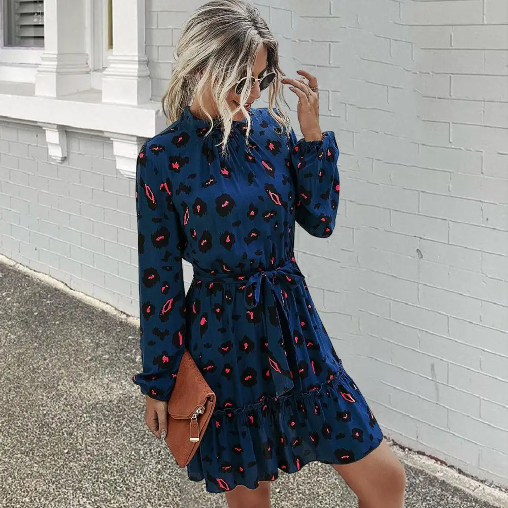 Women Dress Lace Up Tight Waist Long Sleeve Dress Stand Collar Long Sleeve A-line Big Hem Lady Dress Shirring Lady Party Dress
Women Dress Lace Up Tight Waist Long Sleeve Dress Stand Collar Long Sleeve A-line Big Hem Lady Dress Shirring Lady Party Dress