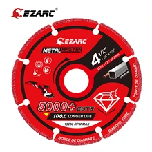 EZARC Diamond Cutting Wheel, Diamond Cut Disc 115mm x 22.23mm for Metal, Cut Off Wheel with 5000  Cuts on Rebar, Steel and Lron