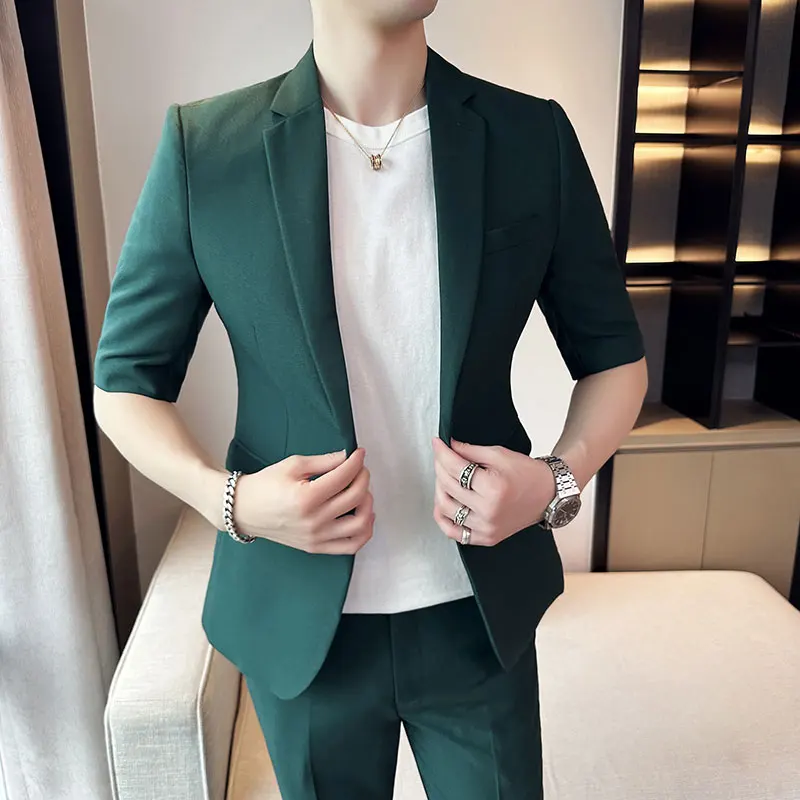 New high-quality (Blazer + western pants) slim-fit casual short sleeve summer boutique handsome high-end Blazer two-piece set
New high-quality (Blazer + western pants) slim-fit casual short sleeve summer boutique handsome high-end Blazer two-piece set