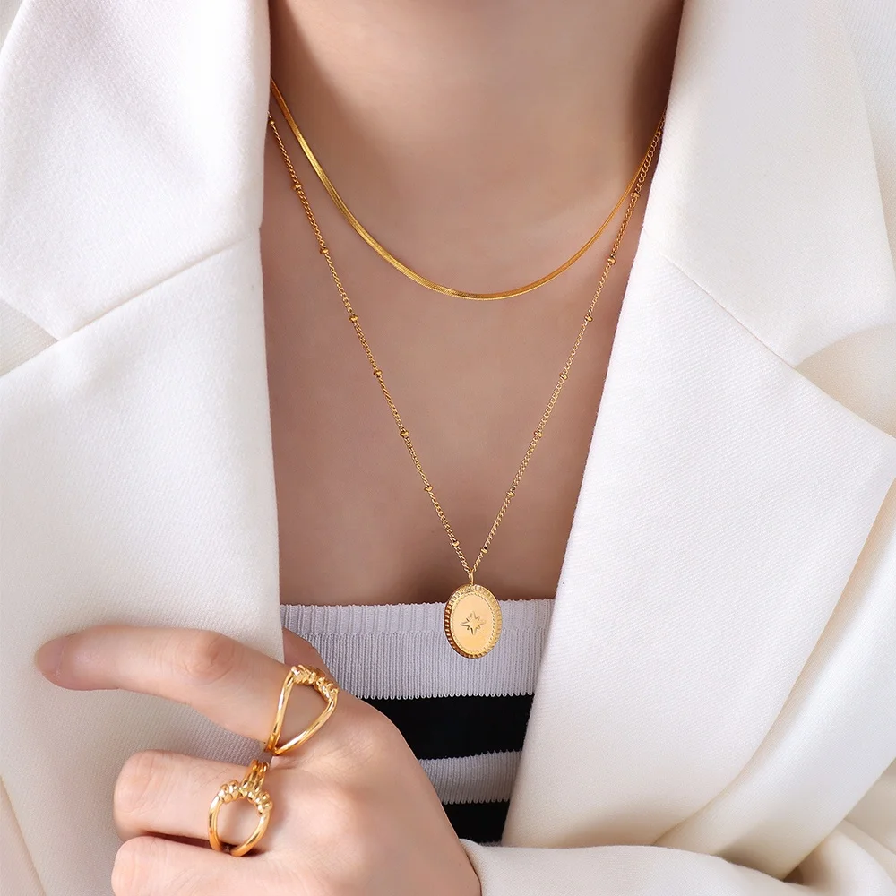Micci Vintage Snake Beads Double Chains Plated 18k Gold Necklaces for Women Star Oval Pendant Stainless Steel Female Jewelry
Micci Vintage Snake Beads Double Chains Plated 18k Gold Necklaces for Women Star Oval Pendant Stainless Steel Female Jewelry