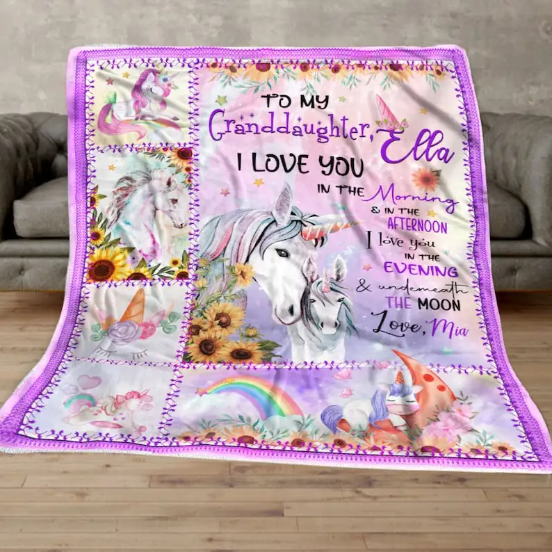 Personalized Throw Blanket, Custom Unicorn Blanket, To My Granddaughter Blanket From Grandma, Customized Name Unicorn Blanket Fo
Personalized Throw Blanket, Custom Unicorn Blanket, To My Granddaughter Blanket From Grandma, Customized Name Unicorn Blanket Fo