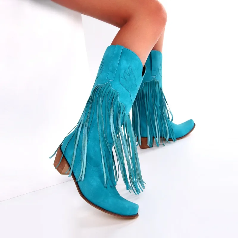 Women Mid-calf Cowboy Boots Retro Leather Tassel High Western Botas Winter Pointed Chunky Heels Booties Fashion Ladies Shoes
Women Mid-calf Cowboy Boots Retro Leather Tassel High Western Botas Winter Pointed Chunky Heels Booties Fashion Ladies Shoes