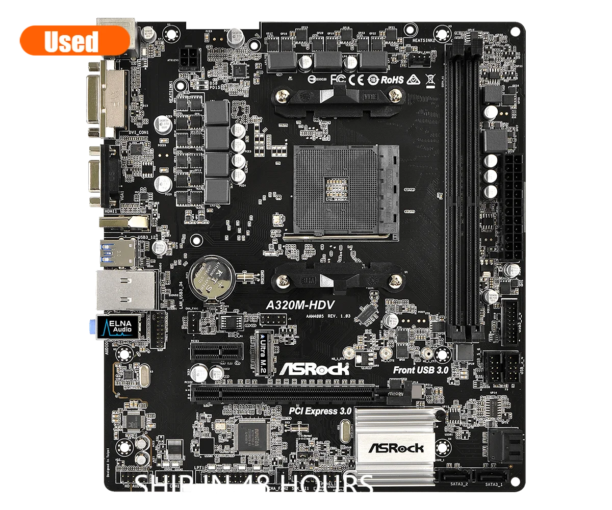 

Used,ASROCK AMD A320 Chipset AM4 Interface A320M-HDV Desktop PC Motherboard Micro-ATX