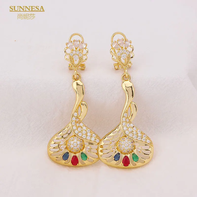 SUNNESA 18k Gold Plated African Banquet Jewelry for Women Dubai Zircon Drop Earrings Luxury Colorful Rhinestone Dangle Earrings
SUNNESA 18k Gold Plated African Banquet Jewelry for Women Dubai Zircon Drop Earrings Luxury Colorful Rhinestone Dangle Earrings