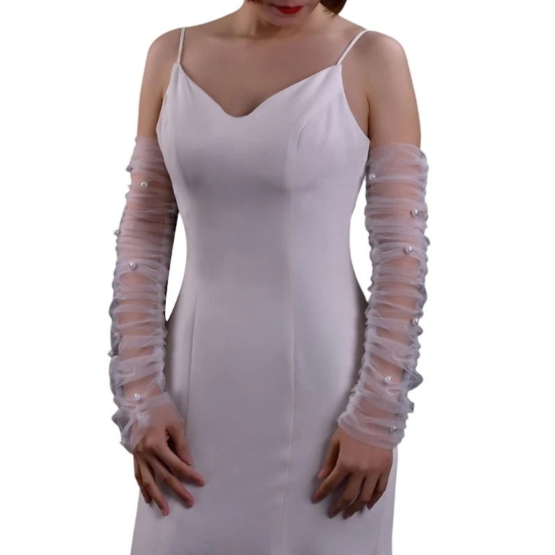 Women Long Tulle Detachable Sleeves Bridal Wedding Pearl Arm Cover Lace Elastic Decoration Sleeve Lady Party Photo Taking Props
Women Long Tulle Detachable Sleeves Bridal Wedding Pearl Arm Cover Lace Elastic Decoration Sleeve Lady Party Photo Taking Props