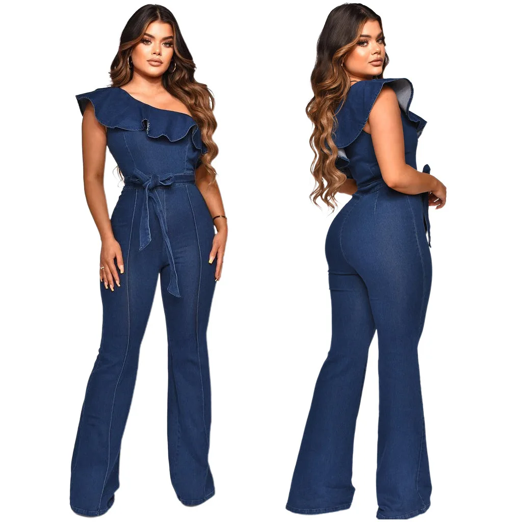 European and American Style Summer Solid Color Female Wide Leg Jumpsuit Washed Chic Sleeveless Denim Long Strappy Jumpsuits
European and American Style Summer Solid Color Female Wide Leg Jumpsuit Washed Chic Sleeveless Denim Long Strappy Jumpsuits