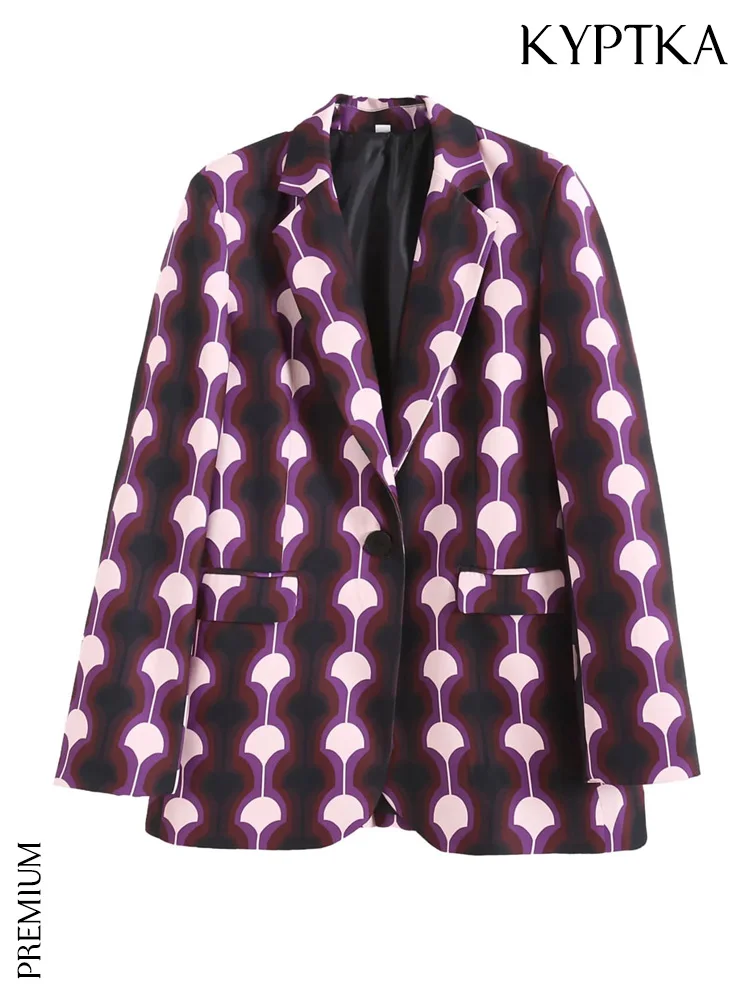 KYPTKA Women Fashion Single Button Printed Blazer Coat Vintage Long Sleeve Flap Pockets Female Outerwear Chic Veste Femme
KYPTKA Women Fashion Single Button Printed Blazer Coat Vintage Long Sleeve Flap Pockets Female Outerwear Chic Veste Femme