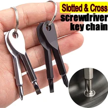 Slotted Cross Screwdriver Portable Key Chain Multifunctional Outdoors Camping Survival Tool Screw Pendant Small Simple Keychains