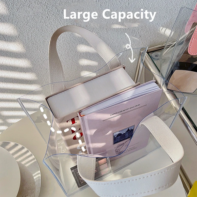 Clear Tote Bag Transparent Shopping Bags Shoulder Handbag PVC Waterproof Storage Bag for Gift Cosmetic Plastic Bags
Clear Tote Bag Transparent Shopping Bags Shoulder Handbag PVC Waterproof Storage Bag for Gift Cosmetic Plastic Bags