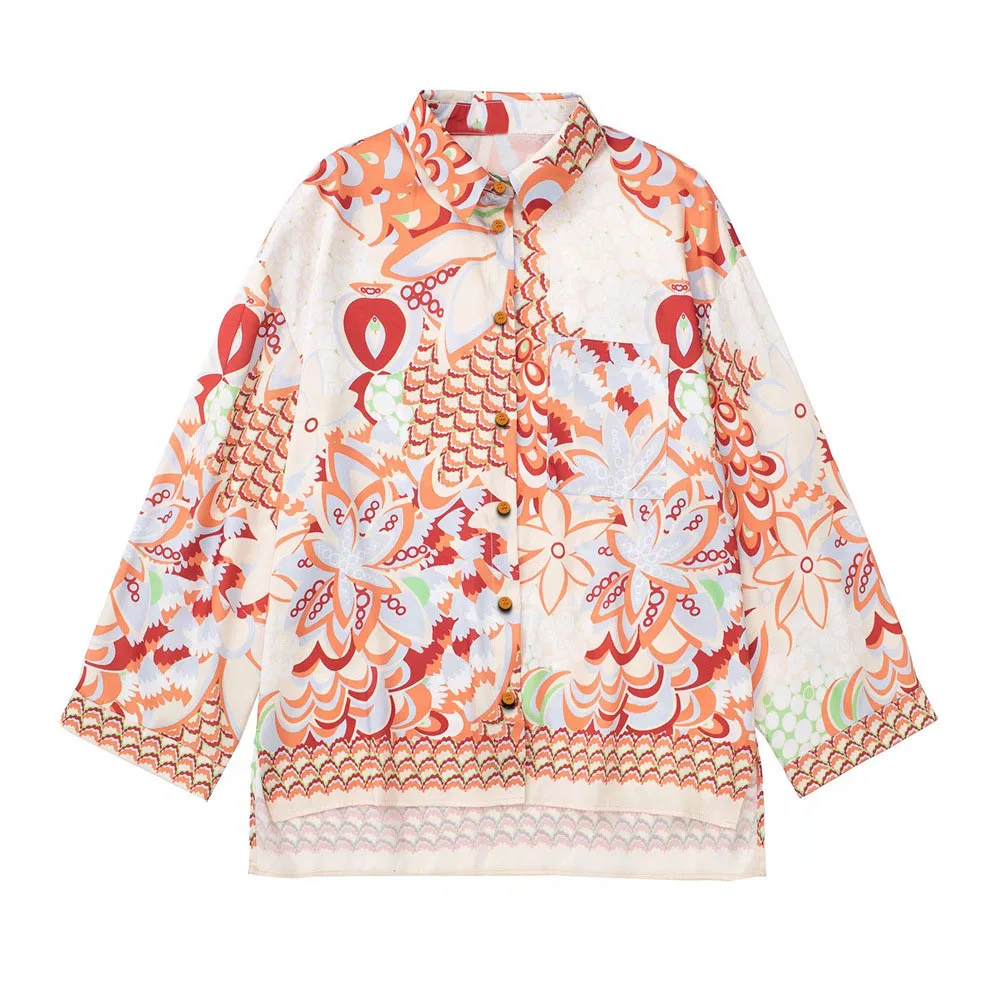 PB & ZA2022 Spring/Summer New women's fashion elegant pocket decoration single-breasted printed long-sleeved lapel shirt
PB & ZA2022 Spring/Summer New women's fashion elegant pocket decoration single-breasted printed long-sleeved lapel shirt