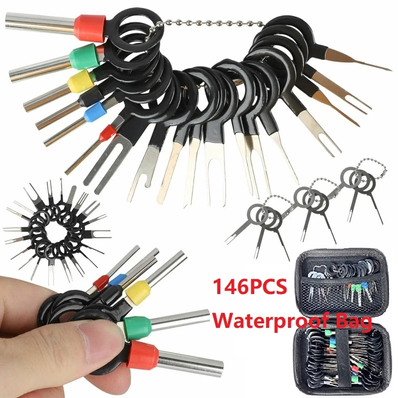 146PCS Terminal Removal Kit With Waterproof Bag Wiring Crimp Connector Pin Extractor Puller Terminal Repair Professional Tools
146PCS Terminal Removal Kit With Waterproof Bag Wiring Crimp Connector Pin Extractor Puller Terminal Repair Professional Tools