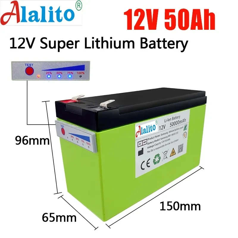 12V Battery 50Ah 18650 super lithium battery pack suitable for solar energy and electric vehicle battery power display 
12V Battery 50Ah 18650 super lithium battery pack suitable for solar energy and electric vehicle battery power display