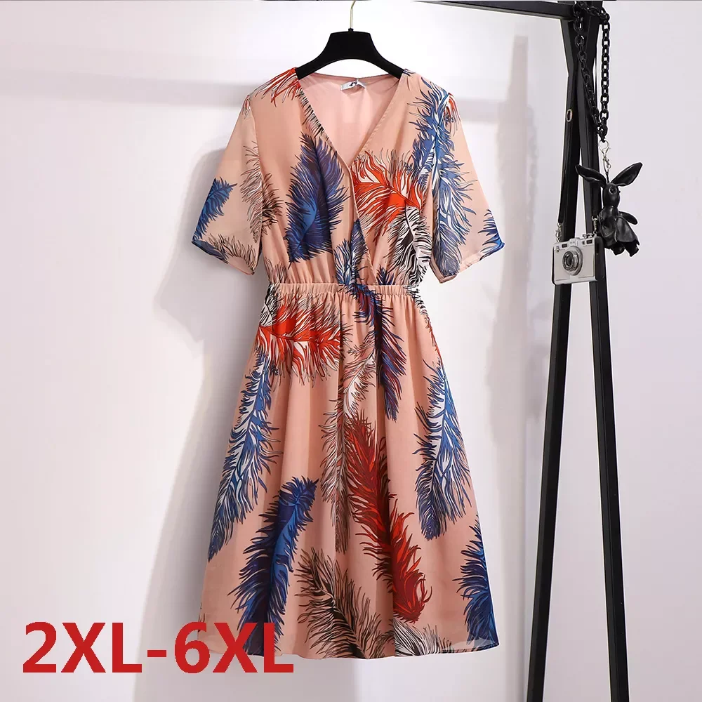 Elegant Chiffon Summer Women Dress V-Neck Office Ladies Dresses Women Tunic Print Dress Plus Size
Elegant Chiffon Summer Women Dress V-Neck Office Ladies Dresses Women Tunic Print Dress Plus Size