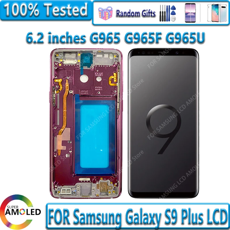 

Super AMOLED LCD For Samsung Galaxy S9 Plus G965 G965F G965U s9+ LCD Display Touch Screen S9plus Digitizer Assembly Replacement