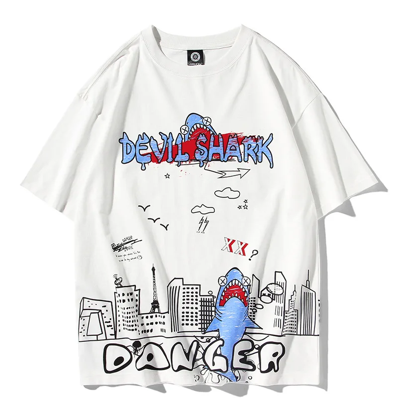 Spring And Summer Tide Brand Men's Creative Cartoon Shark Pattern Print High Street Hip Hop Loose Casual T-Shirt
Spring And Summer Tide Brand Men's Creative Cartoon Shark Pattern Print High Street Hip Hop Loose Casual T-Shirt