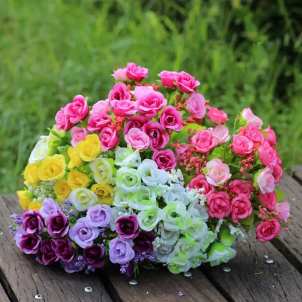 Artificial Rose Silk Flowers Mini 21 Heads Rose Bouquet DIY Wedding Wedding Bridal Decoration Bouquet Garden Table Wedding N5X2 
Artificial Rose Silk Flowers Mini 21 Heads Rose Bouquet DIY Wedding Wedding Bridal Decoration Bouquet Garden Table Wedding N5X2