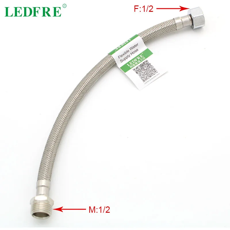 LEDFRE 304 Stainless Steel Braided Hose Faucet Supply Line Connects Connector with F1/2*M1/2 Brass Nut LF15313 
LEDFRE 304 Stainless Steel Braided Hose Faucet Supply Line Connects Connector with F1/2*M1/2 Brass Nut LF15313