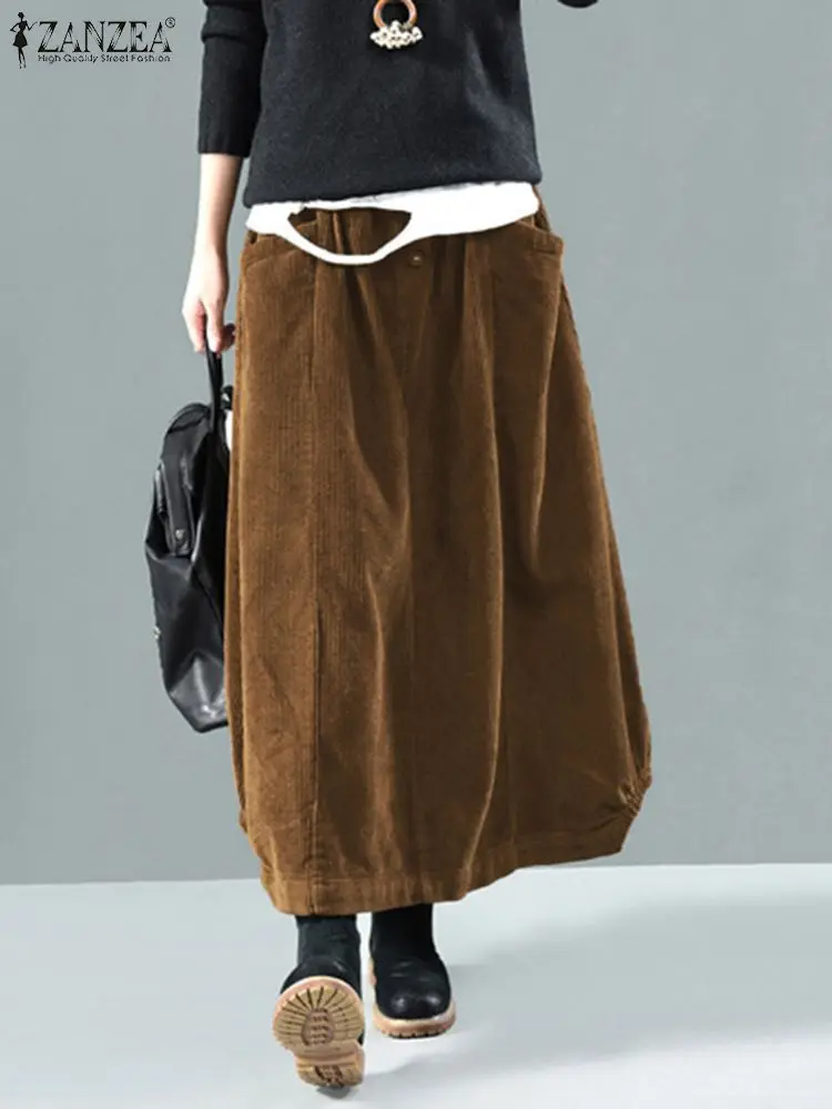 ZANZEA Autumn Fashion Vintage Corduroy Skirts Women Loose Solid Skirt Casual Elastic Waist A Line Jupe Faldas Saias Oversized
ZANZEA Autumn Fashion Vintage Corduroy Skirts Women Loose Solid Skirt Casual Elastic Waist A Line Jupe Faldas Saias Oversized
