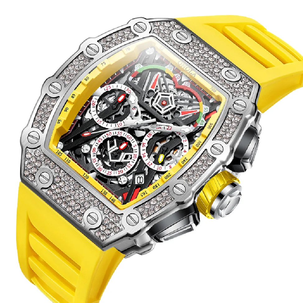 Fashion Men's Automatic Mechanical Watch ONOLA Unique Luxury Diamond Inlaid Design Waterproof Silicone Tape Watch Men Clock
Fashion Men's Automatic Mechanical Watch ONOLA Unique Luxury Diamond Inlaid Design Waterproof Silicone Tape Watch Men Clock