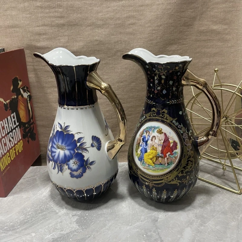 Blue glazed ceramic European milk jug vase embossed Phnom Penh cold kettle
Blue glazed ceramic European milk jug vase embossed Phnom Penh cold kettle