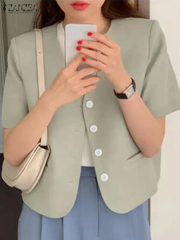 Elegant Summer V Neck Short Sleeve OL Shirt Fashion Women Solid Blouse ZANZEA Casual Office Lady Tops Tunic Buttons Down Blusas
Elegant Summer V Neck Short Sleeve OL Shirt Fashion Women Solid Blouse ZANZEA Casual Office Lady Tops Tunic Buttons Down Blusas