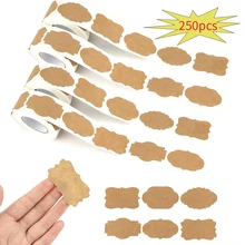 250Pcs/Roll Spice Kraft Paper Label Blank Kraft Paper Label Stickers For Jar Glass Bottle Stationery DIY Handmade Sticker