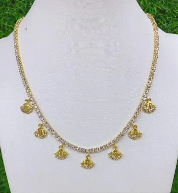 1pcs flower Copper Crystal Pendant for Necklace Gold Plated CZ chain sfg4