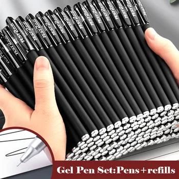 25PCS Gel pen Set Neutral Pen smooth writing fastdry 0.5mm Black blue red color Replacable refill school Stationery Supplies
