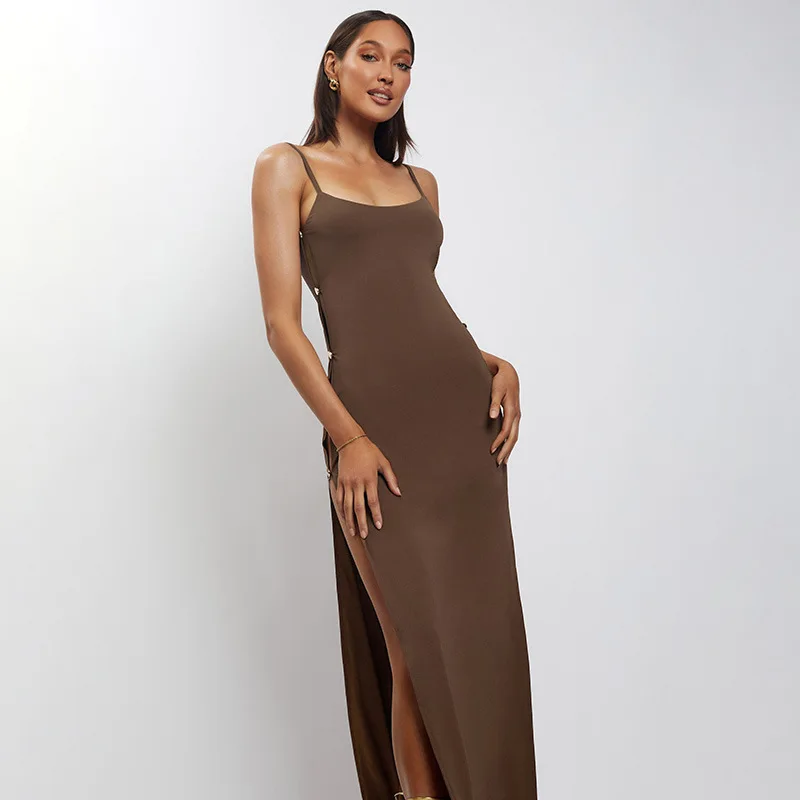 Women's\u00a0Sleeveless Solid Color Dress,\u00a0Backless Side High Split Dress, Hollow Out Sides
Women's\u00a0Sleeveless Solid Color Dress,\u00a0Backless Side High Split Dress, Hollow Out Sides