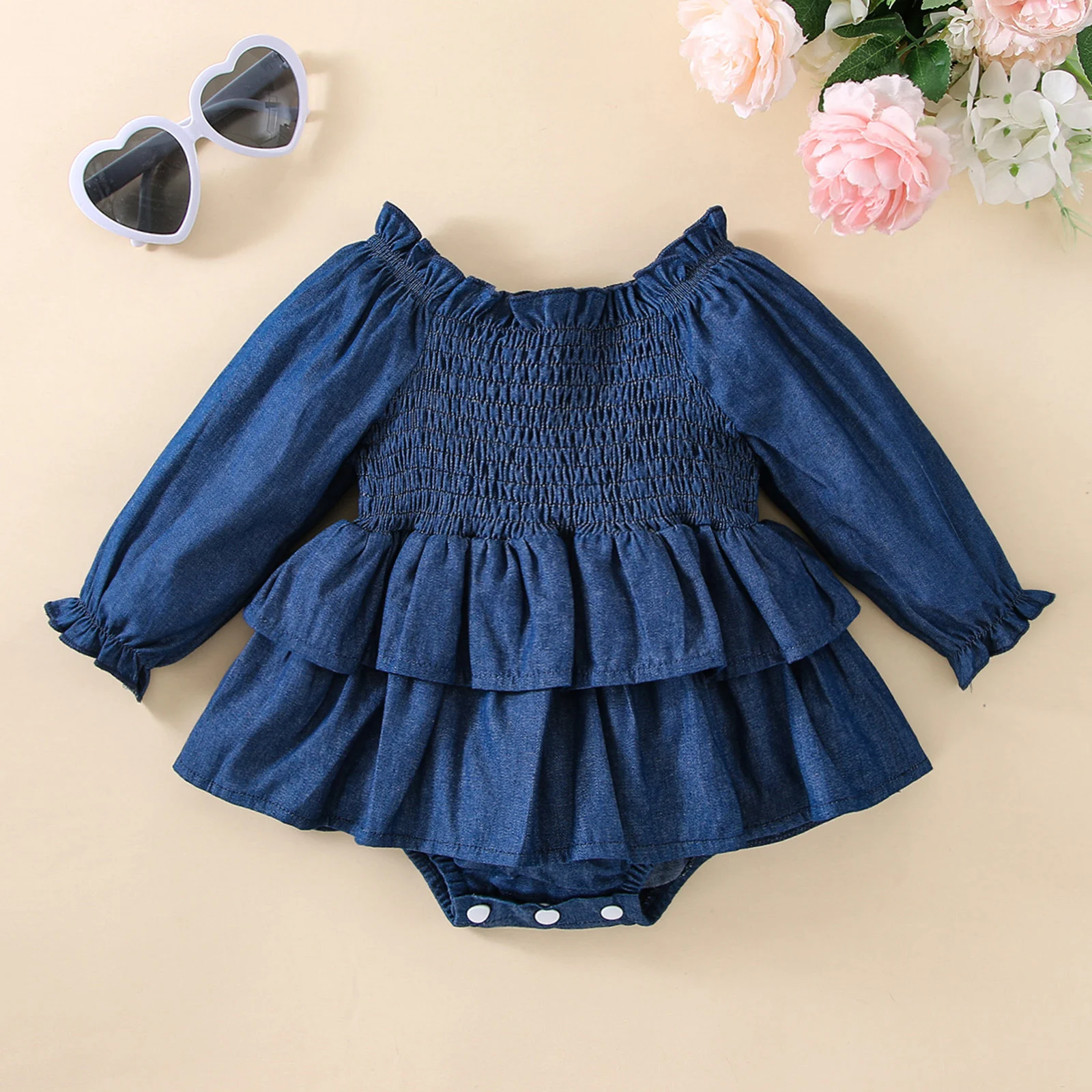 Infant Baby Girl Dress Jumpsuit Solid Color Long Sleeves Off Shoulder Ruched Ruffled Romper 3-24 Months
Infant Baby Girl Dress Jumpsuit Solid Color Long Sleeves Off Shoulder Ruched Ruffled Romper 3-24 Months