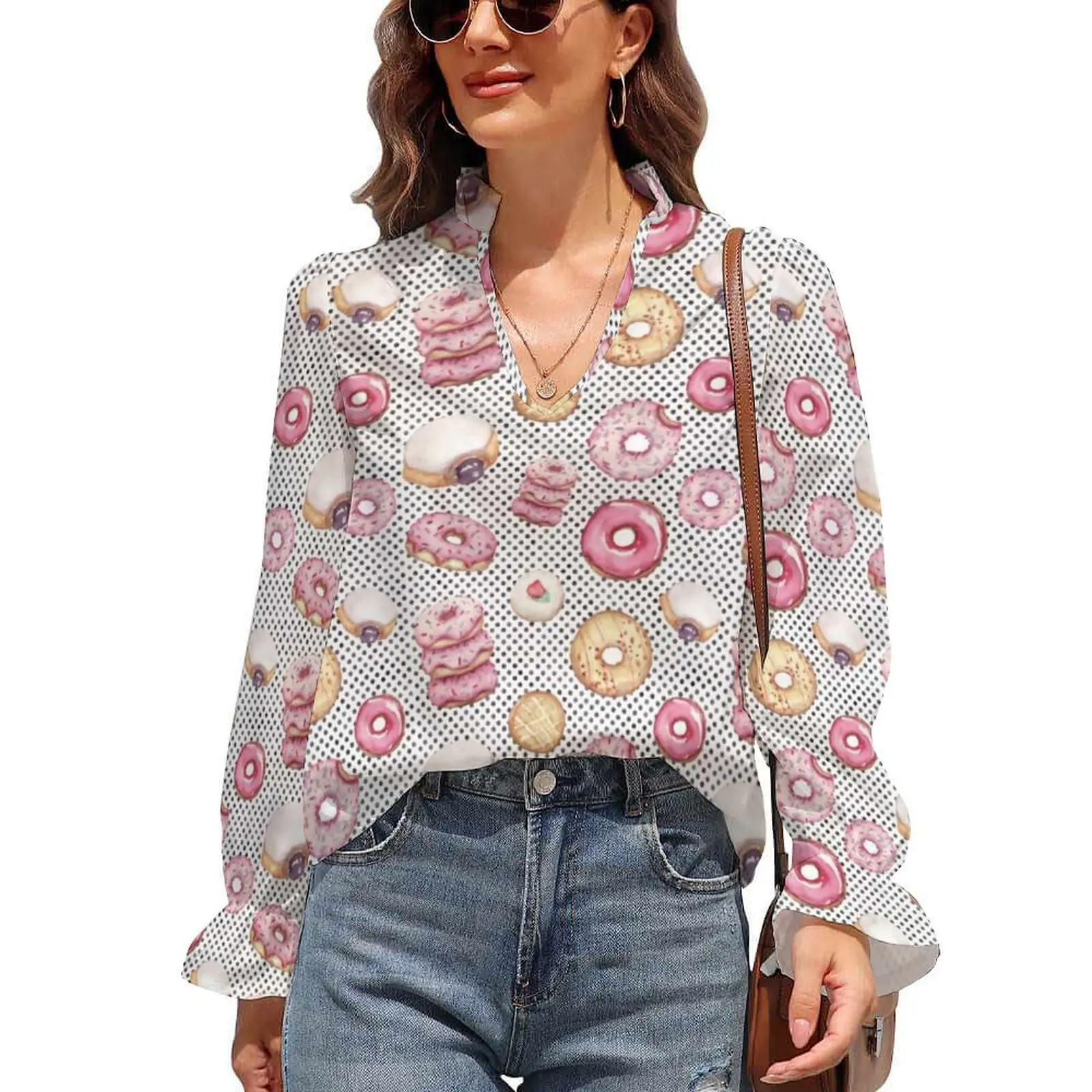 Watercolor Doughnut Blouse Summer Cute Polka Dot Print Casual Chiffon Blouses V Neck Long Sleeve Casual Shirt Female Office Tops
Watercolor Doughnut Blouse Summer Cute Polka Dot Print Casual Chiffon Blouses V Neck Long Sleeve Casual Shirt Female Office Tops