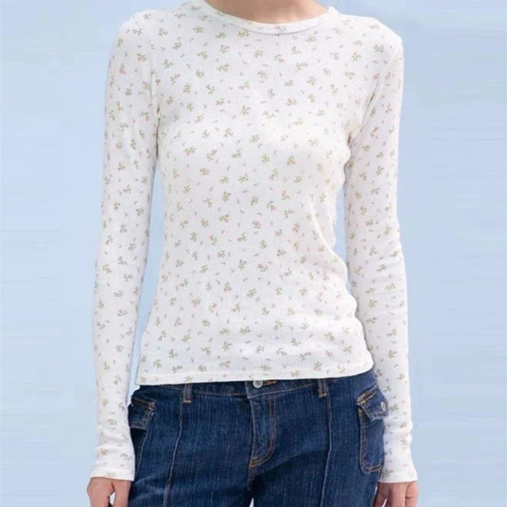 Brandy Mandy-Women's Slim Waffle Floral Bottom Tops, Long Sleeve T-Shirt, O Neck Crop Top, Summer, Spring, New
Brandy Mandy-Women's Slim Waffle Floral Bottom Tops, Long Sleeve T-Shirt, O Neck Crop Top, Summer, Spring, New