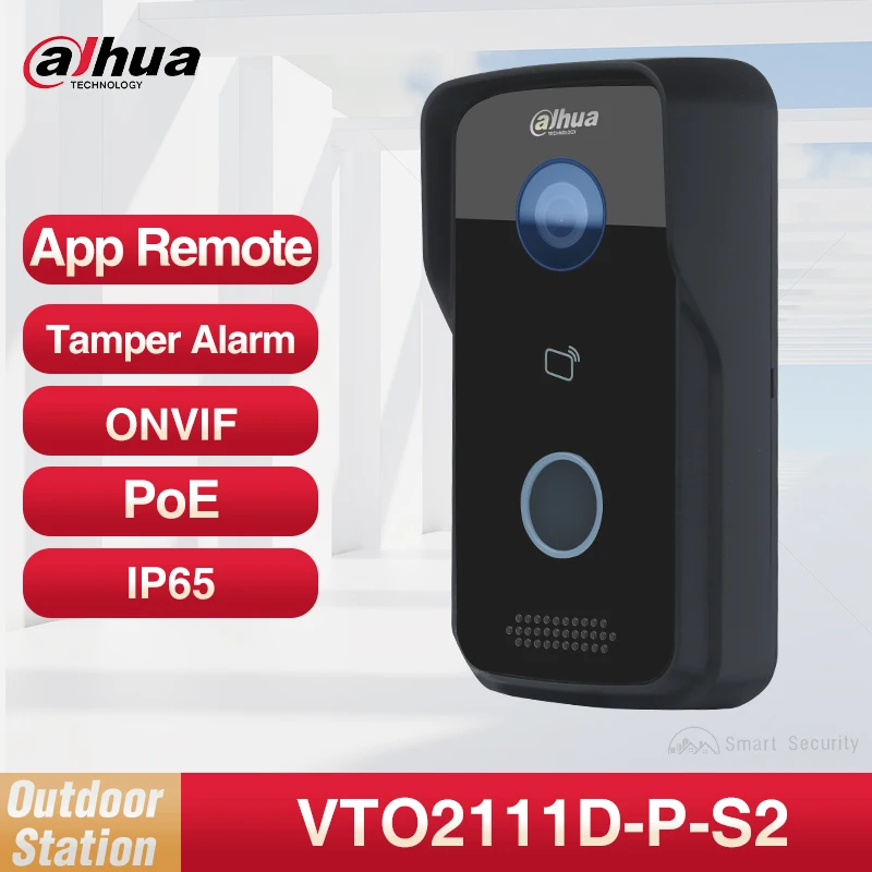 Dahua VTO2111D-P-S2 Mini Video Intercom Full Digital Doorbell Outdoor Motion Detection PoE Camera Supports APP & IC Card Unlock
Dahua VTO2111D-P-S2 Mini Video Intercom Full Digital Doorbell Outdoor Motion Detection PoE Camera Supports APP & IC Card Unlock