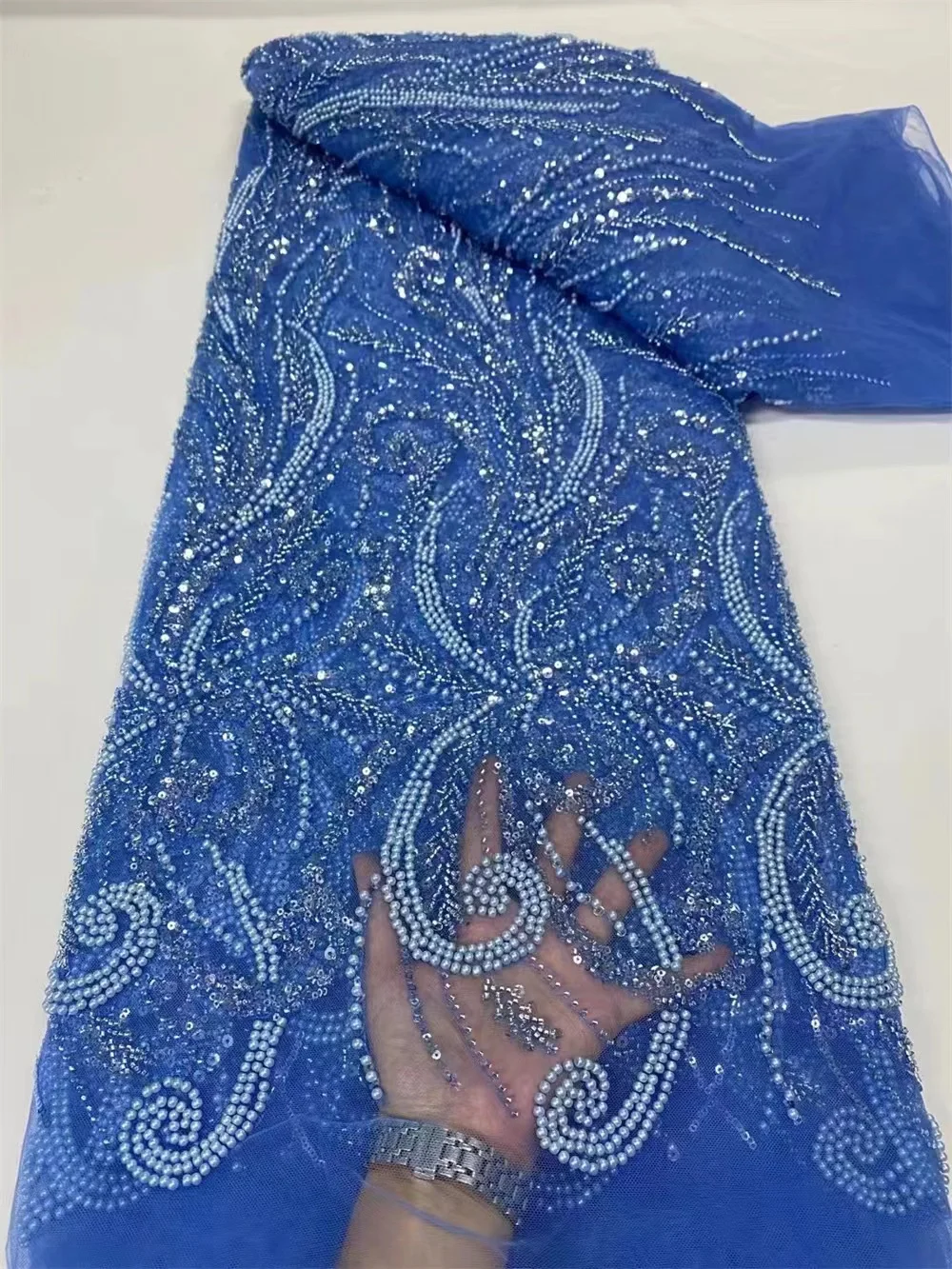 Sky Blue African Sequins Lace Fabric 2023 5 Yards High Quality French Nigerian Groom Lace Fabric For Sewing Dress Wedding Party
Sky Blue African Sequins Lace Fabric 2023 5 Yards High Quality French Nigerian Groom Lace Fabric For Sewing Dress Wedding Party