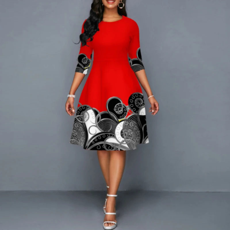 Women Half Sleeve A Line Party Dress Spring Autumn Fashion O-neck Graphic Print Midi Dresses Elegant Office Lady Slim
Women Half Sleeve A Line Party Dress Spring Autumn Fashion O-neck Graphic Print Midi Dresses Elegant Office Lady Slim