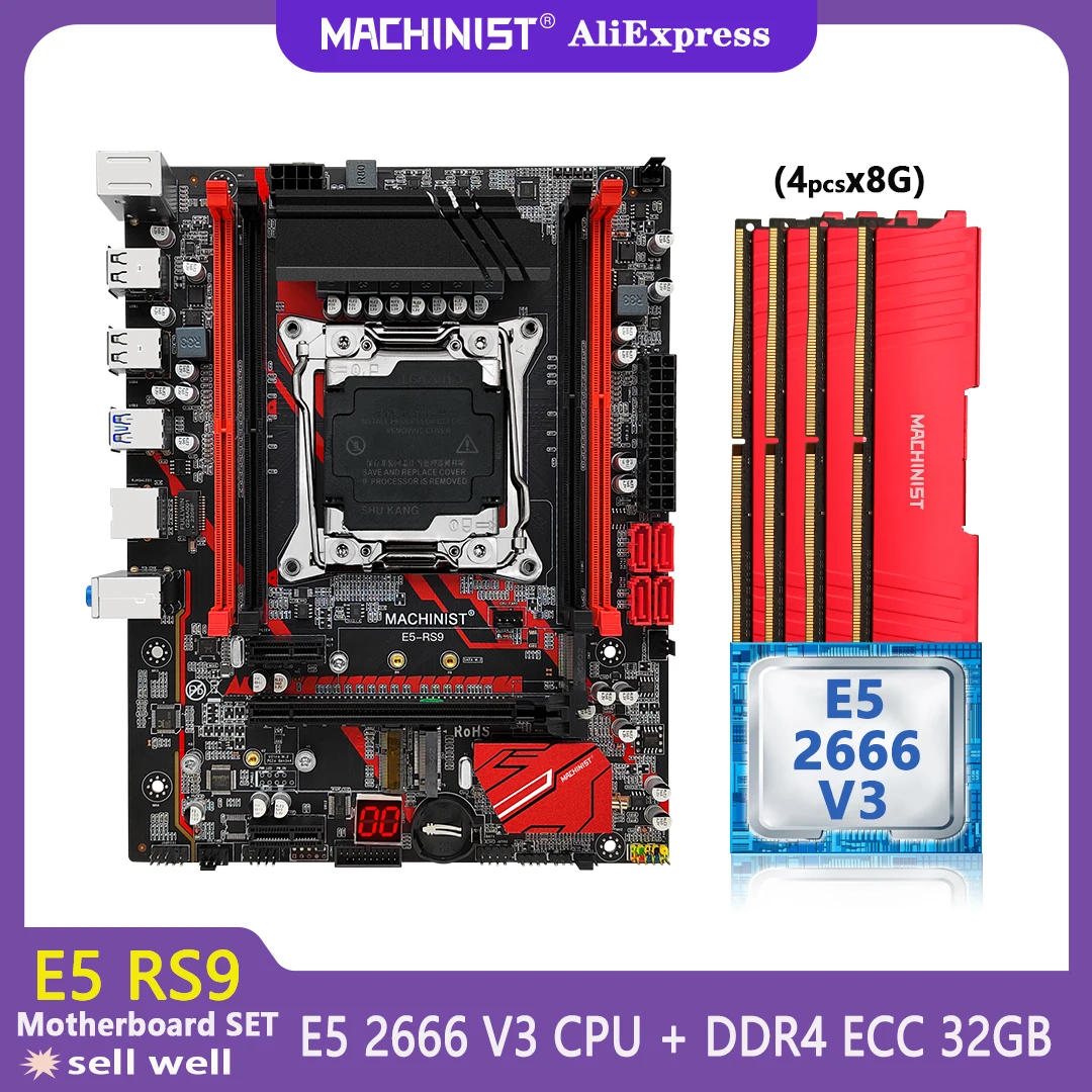 MACHINIST RS9 Motherboard X99 Set Kit Xeon E5 2666 V3 CPU With 32GB(4*8GB) DDR4 ECC RAM Memory LGA 2011-3 Support NVME M.2 M-ATX
MACHINIST RS9 Motherboard X99 Set Kit Xeon E5 2666 V3 CPU With 32GB(4*8GB) DDR4 ECC RAM Memory LGA 2011-3 Support NVME M.2 M-ATX